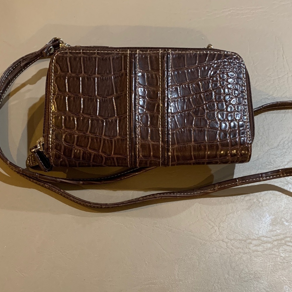 NWOT Liz Claiborne Dark Brown Crocodile Crossbody Bag